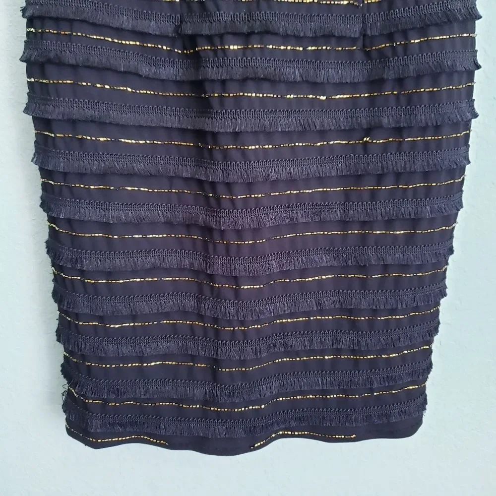 Marina Black Bead and Fringe Gatsby Mini Dress - Picture 3 of 12